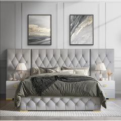 Bed Frame King Size - Luxurious Velvet Tufted Platform Bed With Frame