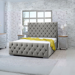 Double Bed And Frame - Button Tufted Bed With Frame And Mattress