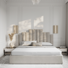 Double Bed Frame - Vertical Linear Bed with Storage