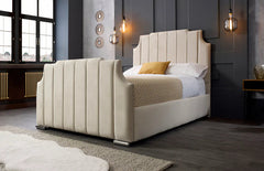 Double Bed Frame Cheap - Upholstered Bed With Modern Design Headboard