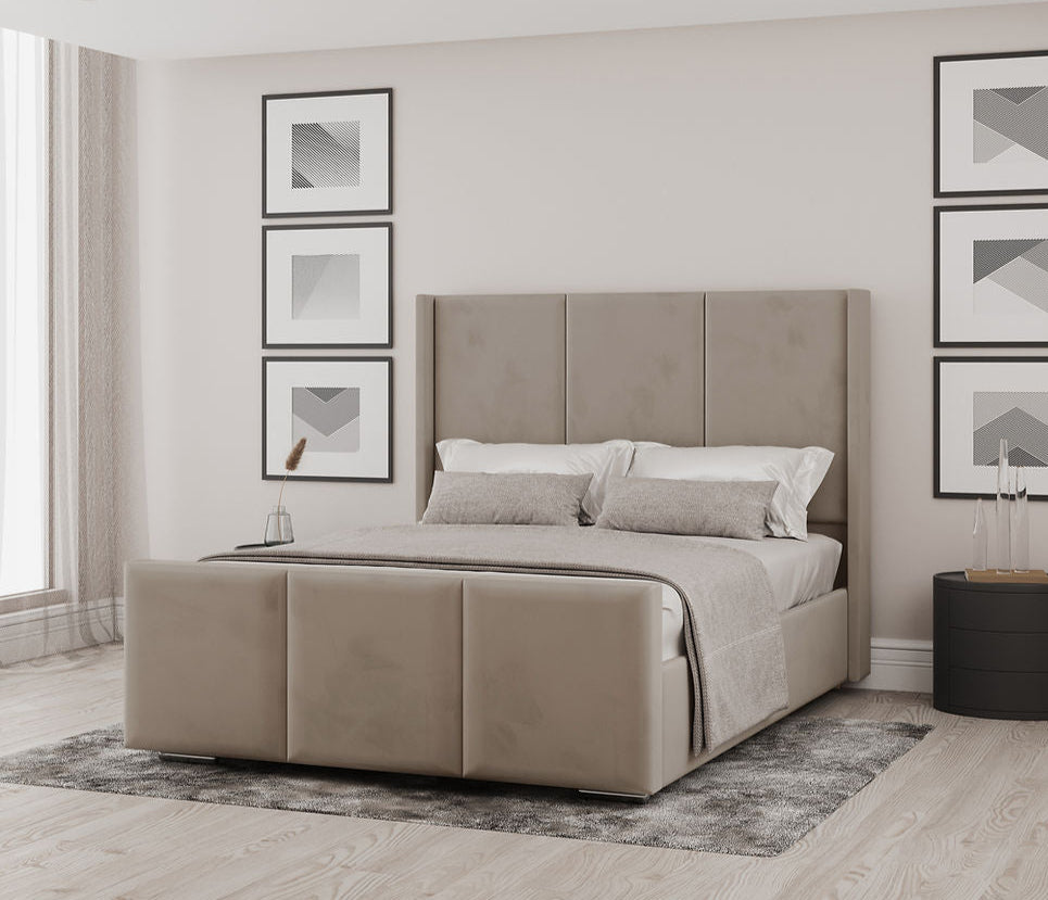 Double Bed Frame With Storage - Wingback Linear Bed Frame