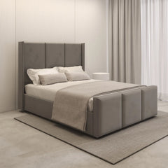 Double Bed Frame With Storage - Wingback Linear Bed with Frame