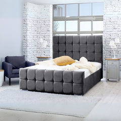 Double Bed Frames - Cube Diamante Headboard Bed Frame