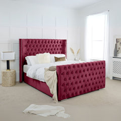 Double Bed and Frame - Modern Curved Wingback Bed frame