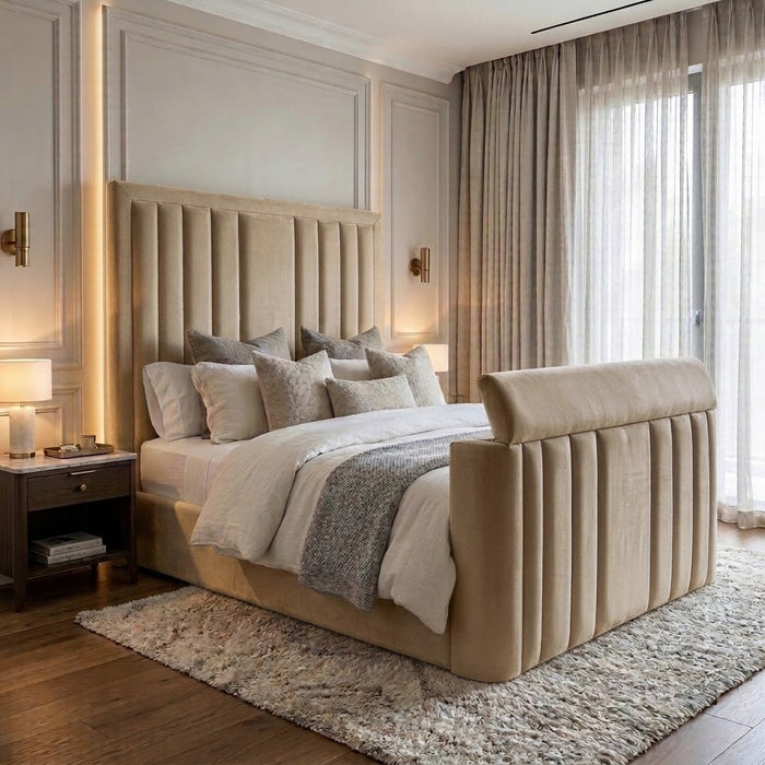Tv Bed Frame - Channel Tufted Bed Frame