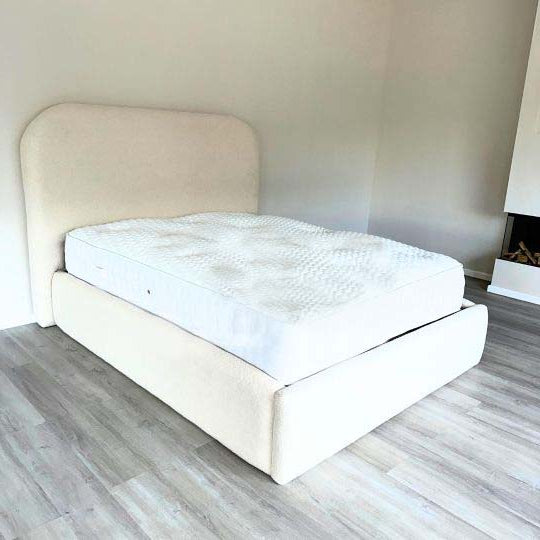 Single Bed Frame With Storage - Plain Teddy Fleece Bed Frame