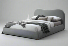 Single Wooden Bed Frame - Modern Oval Curved Bed With Frame And Mattress