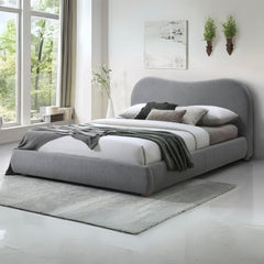 Single Wooden Bed Frame - Modern Oval Curved Bed