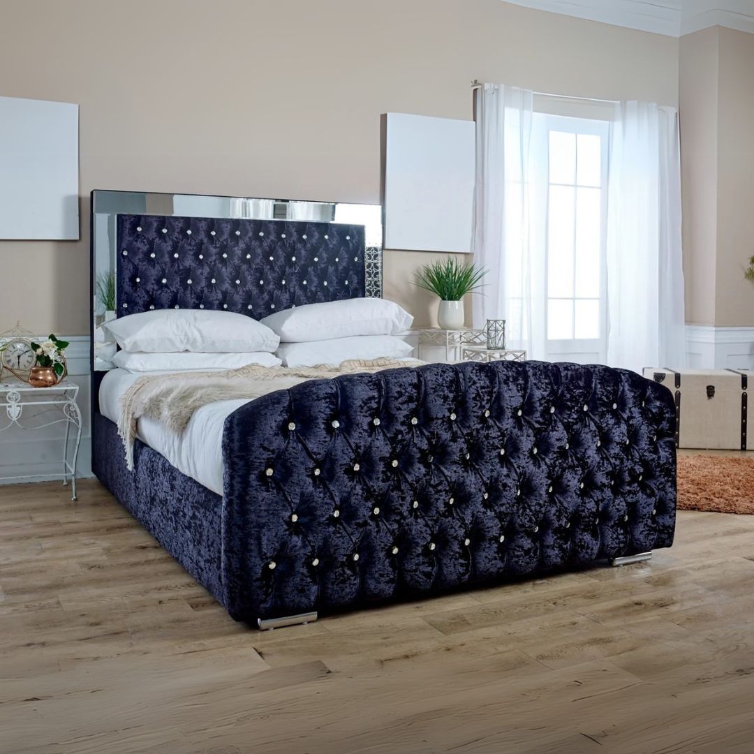 Super King Size Bed Frame - Mirrored Chesterfield Bed Frame