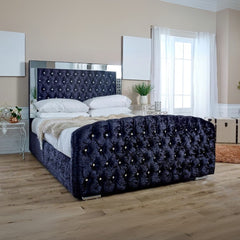 Super King Size Bed Frame - Mirrored Chesterfield Bed Frame