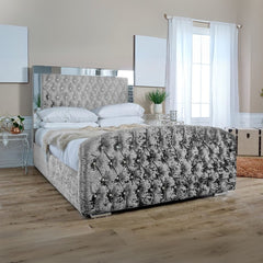Super King Size Bed Frame - Mirrored Chesterfield Bed with Frame