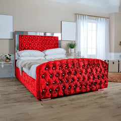 Super King Size Bed Frame - Mirrored Chesterfield Headboard