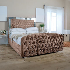 Super King Size Bed Frame - Mirrored Chesterfield footboard