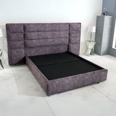 Wooden Double Bed Frame - Modern Padded Bed Frame With Storage And Mattress