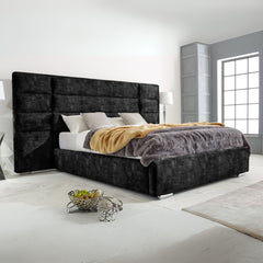 Wooden Double Bed Frame - Modern Padded Bed Frame With Storage