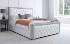 Wooden Frame Beds - Luxurious Diamond Tufted Buttons Bed With Frame