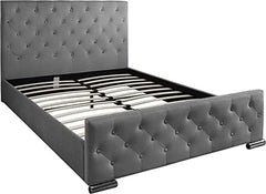 kingsize Bed Frame - Luxurious Tufted Bed with Upholstered Frame and gaslift storage