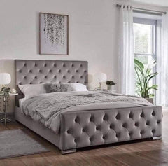 kingsize Bed Frame - Luxurious Tufted Upholstered Bed with Frame