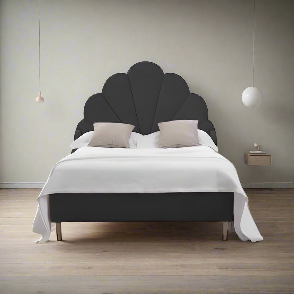 Bed Frame King Size - Scallop Headboard Bed Frame Mattress And Storage