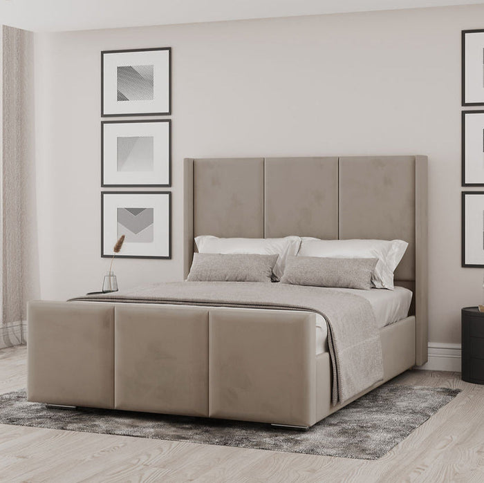 Double Bed Frame With Storage - Wingback Linear Bed Frame