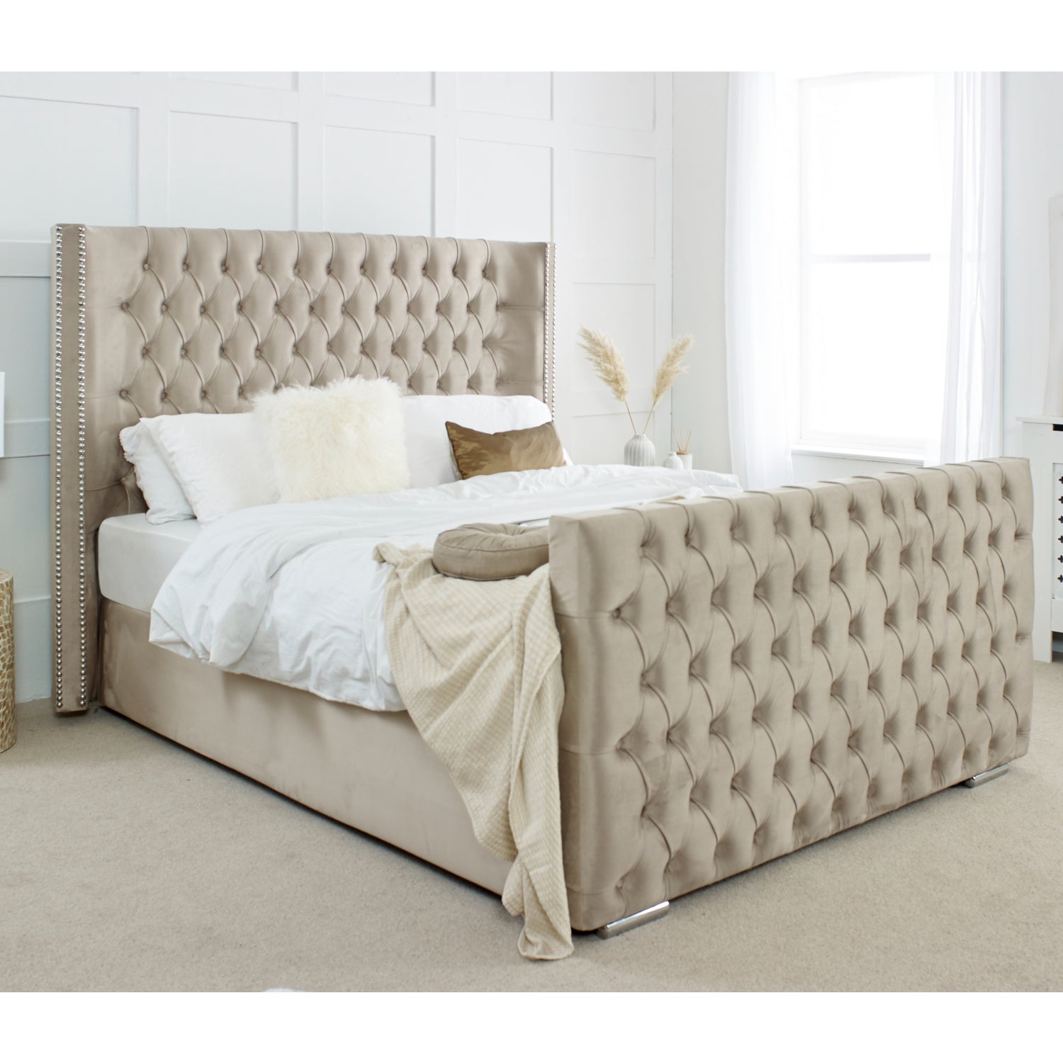 Double Bed and Frame - Modern Curved Wingback Bed – MARITIME BEDS LTD