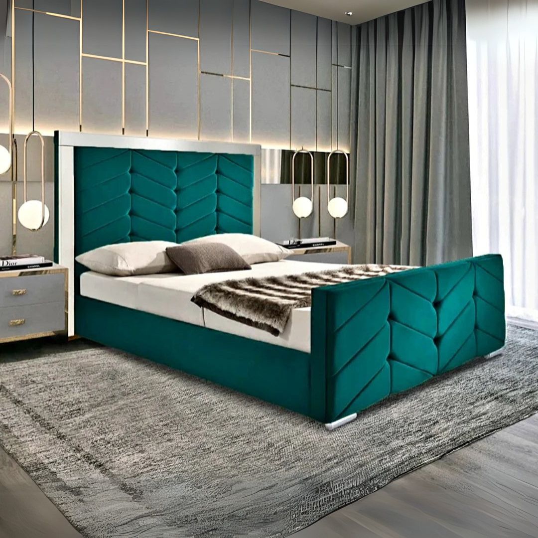 Framed Single Bed - Mirror Headboard Bed With Frame And Mattress