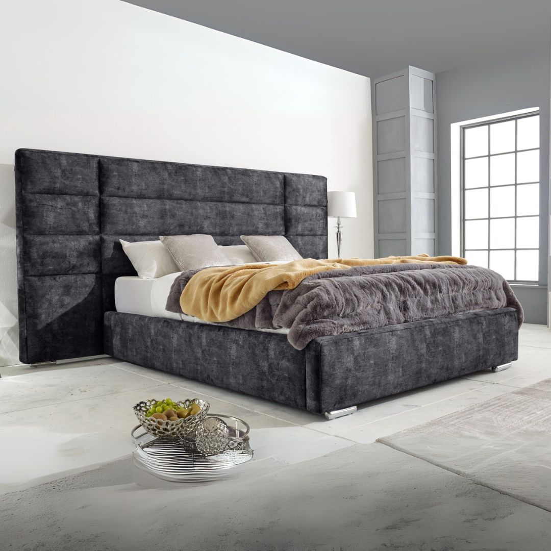 Wooden Double Bed Frame - Modern Padded Bed Frame With Mattress And Storage